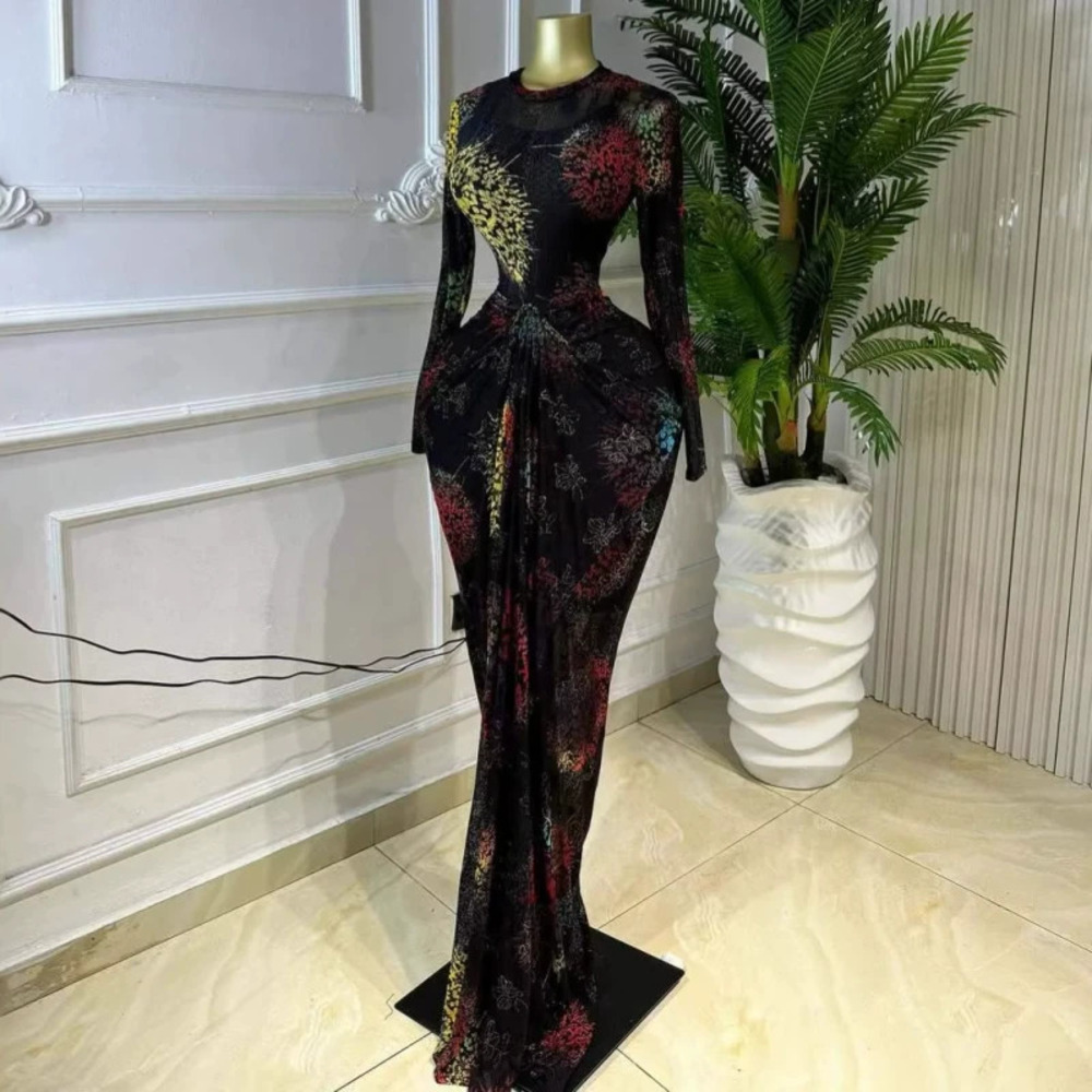 ZARA African Long Sleeve Elegant Sexy Print Dress Two Piece Set Slim Waist